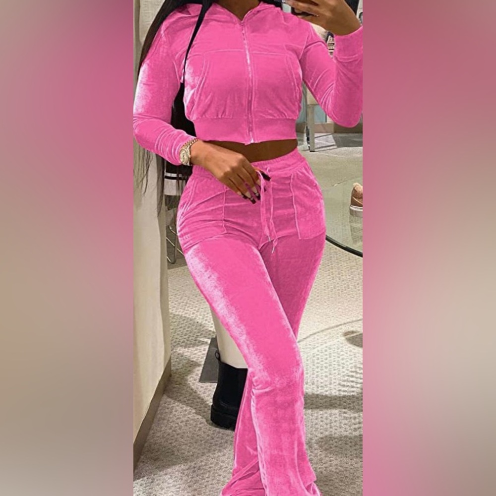 Brand New Yeshire Women's 2 Piece Outfits Velvet Sweatsuit